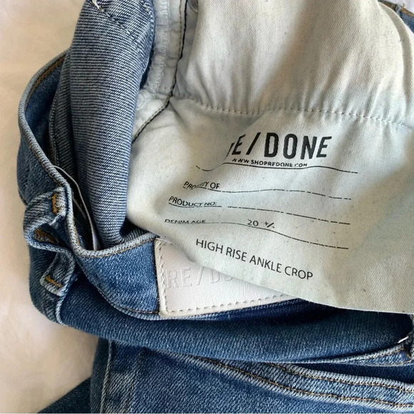 Re/Done High Rise Comfort Stretch Ankle Crop Jeans Button Fly Vintage Stone - Picture 5 of 6